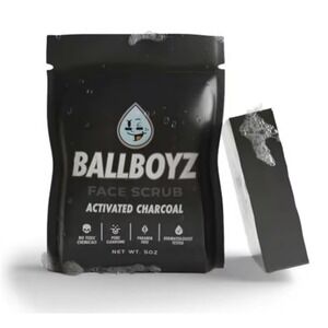 Ballboyz Face Scrub Activated Charcoal Bar Soap Mens Pore Cleansing 5oz NEW